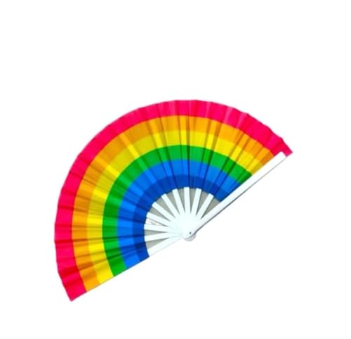 Leque Colorido Arco Íris Grande Resistente Acessório indispensável no Verão