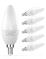 PARTPHONER E12 LED Light Bulbs B11 Candelabra Bulbs 60W Equivalent, Non-Dimmable 6W LED Candle Chandelier Bulb 600 Lumen, 5000K Daylight White, Pack of 6