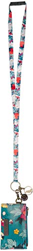 Sakroots ID Lanyard, Teal Flower Power