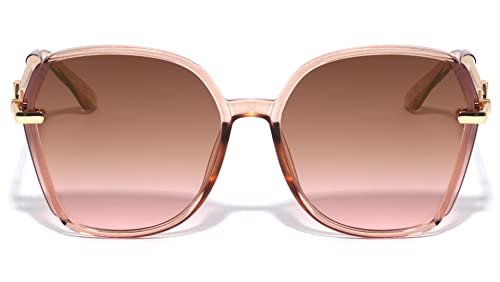 V.W.E. Women Oversized Butterfly Sunglasses - Metal Temple and Nearly Flat Lens - UVA and UVB Protection2