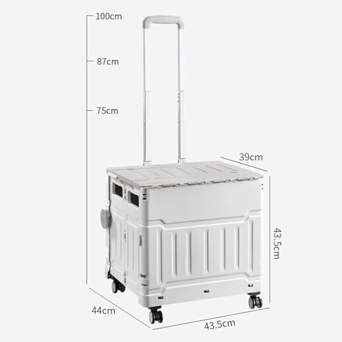 Tragbarer faltbarer Einkaufstrolley auf Rädern - Leichte Transportbox mit Deckel Verstellbarer Aluminiumgriff für Reisen Büro & täglichen Gebrauch Praktisches Design für einfaches Tragen – Bild 3