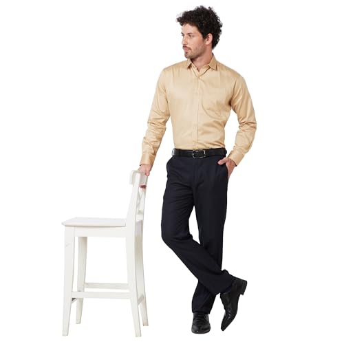 Image of KENNETH COLE New York Mens Slim Fit Cotton Spread Collar Long Sleeve Solid Patch Pocket at Chest Formal Shirt