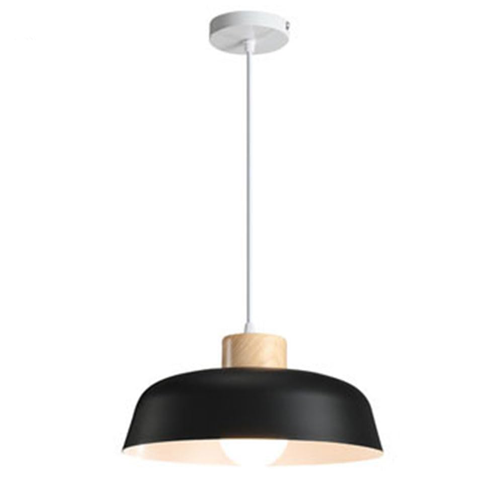 YGZPALH Oak Metal Chandelier Nordic Dining Room Hanging Lighting 11.8'' Minimalist Black Light Fixtures Adjustable Restaurant Counter Pendant Light E26 Base for Bedroom, Study, Dining Room