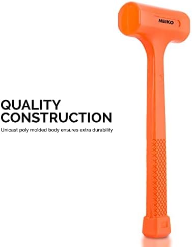 Neiko 02846A 1 LB Dead Blow Hammer, Neon Orange I Unibody Molded | Checkered Grip | Spark and Rebound Resistant