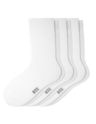 Image of HUE Women's Casual Ribbed Must-have Crew Lightweight Athletic Socks 3 Pair Pack