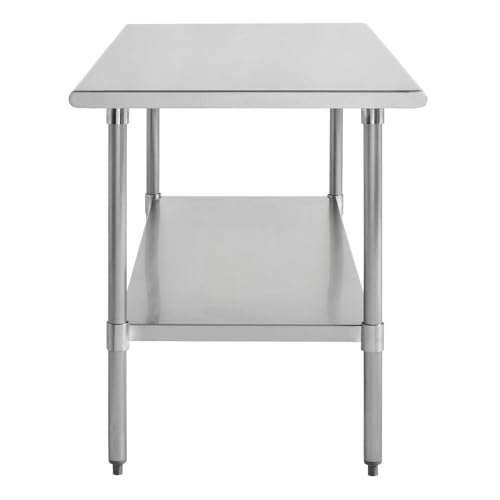 Image of Kratos Stainless Steel Kitchen Prep Table 72 inchx24 inch with Backsplash and Undershelf, NSF Worktable for Restaurants - 16ga /304SS