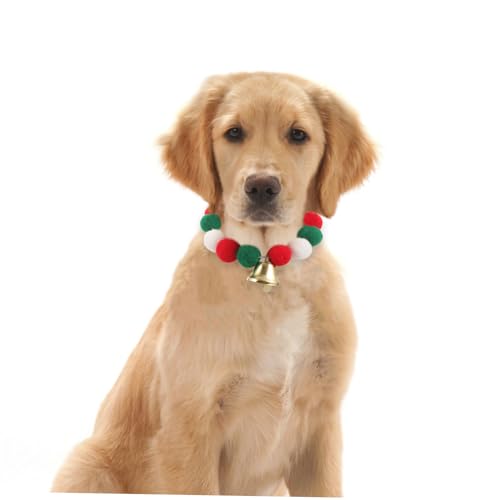 Collar de Navidad para gatitos y cachorros con pompones y cascabel elástico cómodo 4