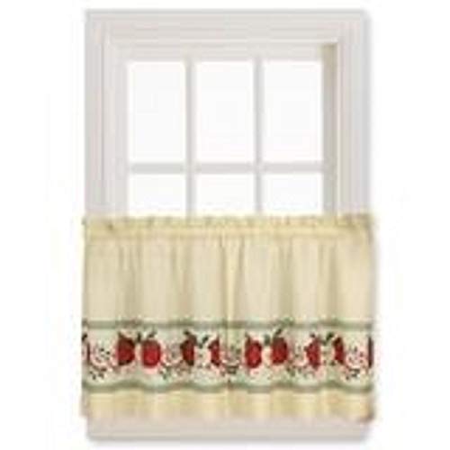 CHF & You Red Delicious Country Apples 3-Piece Window Curtain Tier Set, Ivory, 56-Inch X 24-Inch, W 24" x L 56" (3 Panels) - Image 3