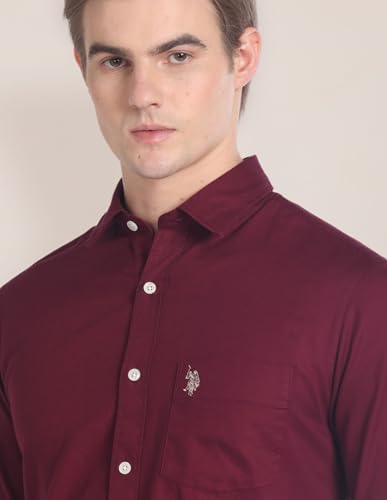 Image of U.S. Polo ASSN. Solid Tailored Fit Shirts for Men - 100% Cotton, Full Sleeve Mens Casual Shirts