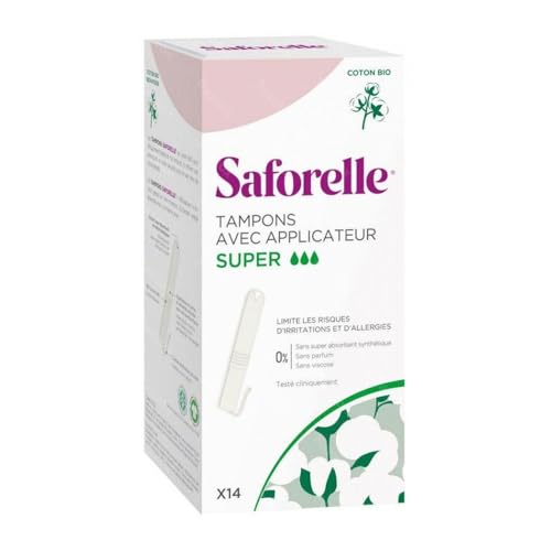 Saforelle 14 sellos Super con aplicador de algodón orgánico