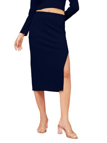 Jupe crayon en lycra OOMPH! extensible et confortable à fente