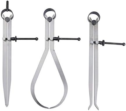 KISSBUTY Spring Inside Outside Divider Caliper Set Measures 8 inch Machinist Tools 3-pack, 230mm Leg Length