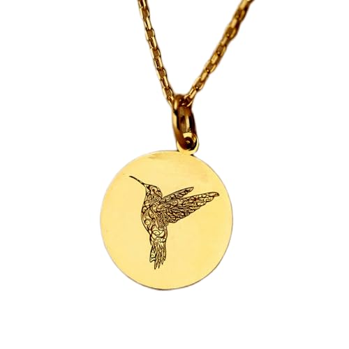 Pendentif colibri argent sterling plaqué or avec chaîne câble 45,7 cm bijou mixte