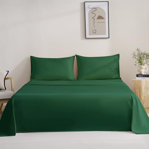 4 Piece King Size Sheets Set, Breathable & Cooling King Sheets-Forest Green - image 9