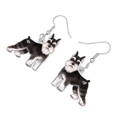 WEVENI Cute Acrylic Dog Earrings Dangle Pug Dachshund Decor Jewelry Chihuahua Gifts for Women Girls Kids Pet Dog Charms (Schnauzer B) - Image 3