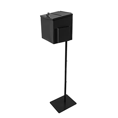 FixtureDisplays® Black Metal Donation Box Floor Stand Lobby Foyer Tithes & Offering Suggestion Collection Ballot Box 11065+10918-BLACK-NF