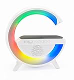 Technaxx Bezprzewodowy głośnik LED z bezprzewodową stacją ładującą 10 W i 6 trybami światła RGB, głośnik Bluetooth w kształcie G, wielofunkcyjna bezprzewodowa stacja ładująca do telefonu komórkowego