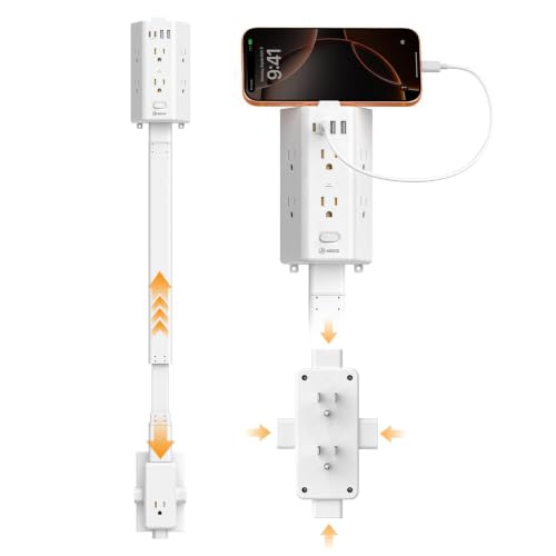 HONIZER SST-6A2U2C-US Extensión con 6 tomas, 1 puerto USB-C 20W, diseño extensible 11.6-35.4 pulgadas miniatura 1