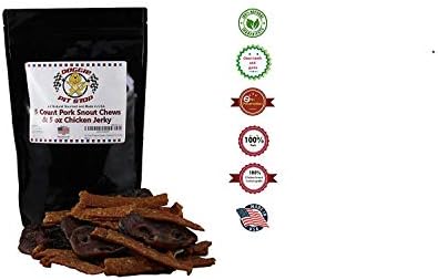 Doggie Pit Stop Dog Dental Chews - Pig Snout Chews Pouch - USA Made - All Natural, Freshly Slow Roasted Chicken Jerky Dog Teeth Cleaning Treats Delicious No Preservatives Dog Treats & Snouts