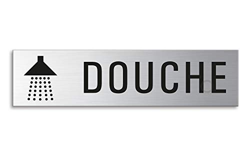 Plaque de Porte - Douche | Signalétique en Acier INOX brossé 160 x 40 mm No. 27237