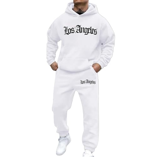 Survêtement homme avec sweat à capuche imprimé lettres et jogging ample automne hiver