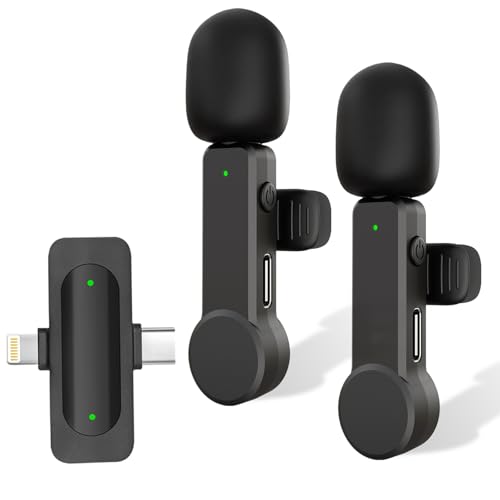 NPTCL Wireless Lavalier Lapel Mini Microphone for iPhone iPad Android - Noise Cancelling Phone Microphone USB C for Video Recording Vlog TikTok YouTube