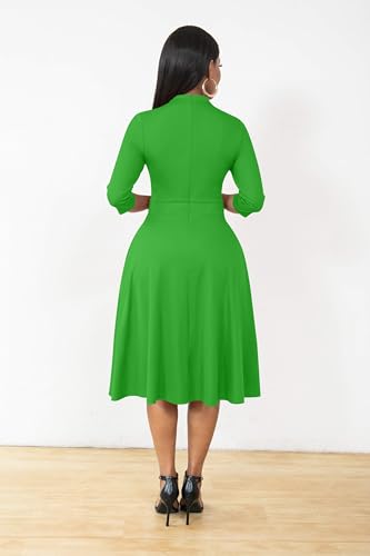 Image of Nmoder Casual Dresses for Women Semi Formal Fit and Flare 3 /4 Sleeve A-line Church Work Dress with Pockets