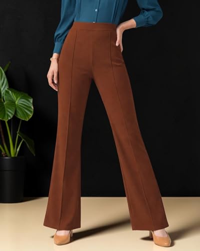 Image of Women Solid Flared Trousers Pack of 2 | High Waist Stretchable Office Pants for Women | Formal Bell Bottom Palazzo Trouser Combo