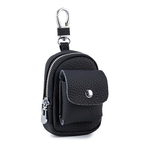 Leather Mini Backpack Keychain, Cute Cosmetic Bag for Women Christmas Gifts, Makeup Bag Key Pocket Lipstick Bag Card Holder Data