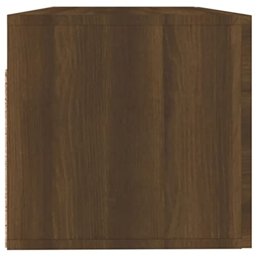 Aspect chêne marron étagère de rangement murale robuste 100cm - 8