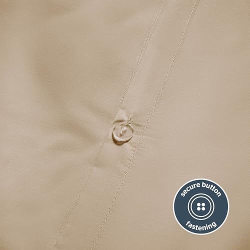 Silentnight Pure Cotton Duvet Set - Luxurious Cool Soft Touch 200 Thread Count - Button Fastening - Breathable 100% Cotton Quilt Cover + Pillowcase Bed Set - Machine Washable, Beige Natural, King - Image 5