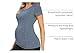 GLAMIX Women's Maternity Active Tops Short Sleeve Yoga Shirts Workout Athletic Pregnancy Clothes Heather Navy