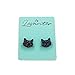 Black Cat Stud Earrings, Black Glitter Cat Head Earrings for Women, Handmade in USA