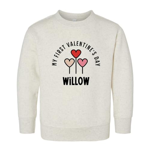 My First Valentine's Day Willow Kids Sweatshirt Toddler 3T Natural Heather