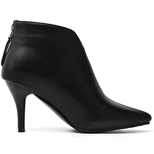 UniqueStride Womens Stiletto High Heel Ankle Booties Pointed Toe Back Zipper Short Boots4