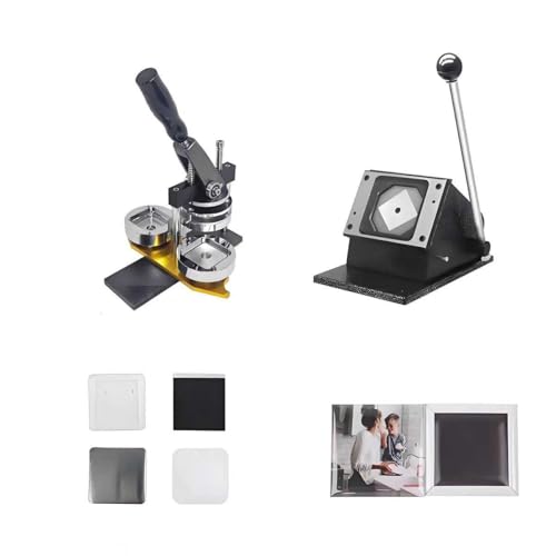 Image of 50x50mm Square Photo Magnet Press Kit | DIY Refrigerator Sticker Maker with 100pcs Materials & Paper Cutter