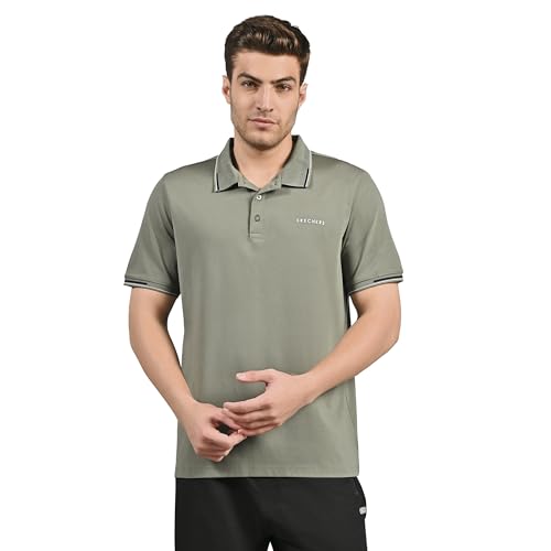 Image of Skechers Men Rayon Blend Solid Regular Fit T-Shirt