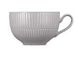 Seltmann Weiden Amina Silbergrau Milchkaffeetasse, 350 ml, Cappuccinotasse mit dezentem Relief-Muster, Spülmaschinen- und Mikrowellenfest, Porzellan, Grau