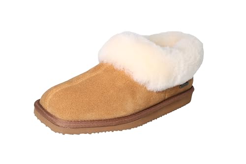 Women's Genuine Suede Uppers Square Toe Boot Slippers Ankel Booties with Sheepskin Collar Memory Foam Warm Comfy Fuzzy Shoes for Indoor Outdoor Winter
