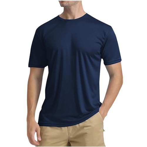 Mens Short Sleeve UV Swim Shirt UPF 50+ Rash Guard Sun Shirt Lightweight Loose Fit Quick Dry Athletic Running T-Shirt