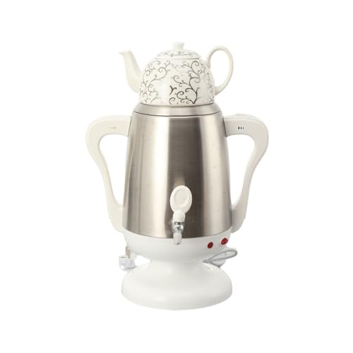 LALABU Samowar-Teebereiter,Elektrischer Samoware Edelstahl 220V, 3,5 Liter Teekocher Samovar Warmwasserbereiter mit Trockenkochschutzfunktion,Weiß
