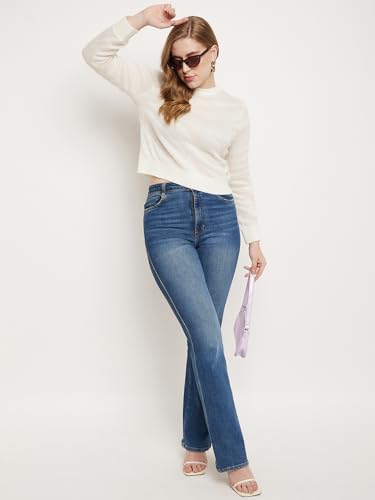 Image of Madame Women Solid Off White Sweater