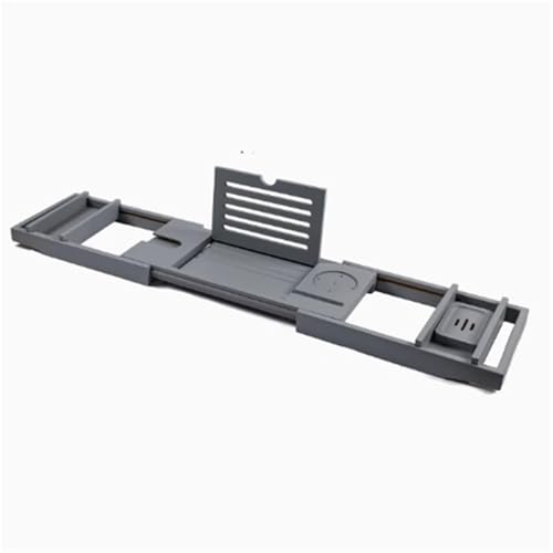 Plateau de baignoire en bambou antidérapant pour livres, tablettes et verres à vin, compatible avec la plupart des baignoires (gris)