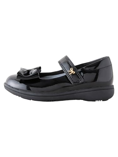 NEXT Niñas Zapatos Escolares Estilo Merceditas de Cuero con Lazo de Corte Ancho (G) Black Patent 32