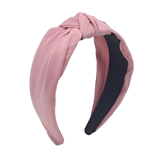 MHDGG Knot Headband for Women Wide Headbands Knot Turban Headband Vintage Hairband Elastic Hair Hoops Hair Accessories for Women and Girls,Pink