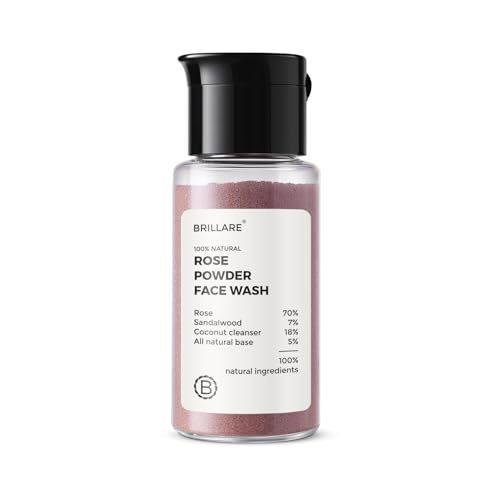 Image of Brillare Rose FaceWash, Anti Ageing Skin, Sandalwood & Coconut for Hydration, Reduce Wrinkles & Provides Supple Look, 100% Natural Powder Face Wash, 15g