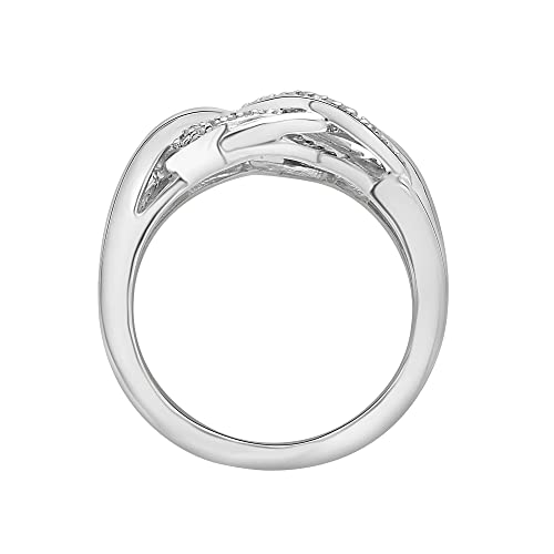 Timeless Love 7, 1/10 Cttw Diamond Ring Set In Polished Sterling Silver, L: 21.85Mm W: 7.55Mm, Dainty Jewelry For Lady, Women’s Fashion Collection, Diamond Luxury Gift For Girl Friend, Size 7 #TOP1