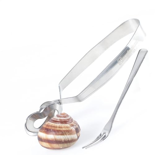 Kerafactum Couverts à escargots avec Pince et Fourchette, en Acier Inoxydable, pour Coquillages et crustacés