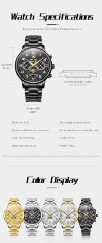 Image of OLEVS Automatic Watches for Men Luxury Skeleton Multi-Function Mechanical Watch Self Winding Date Waterproof Luminous Mens Watch