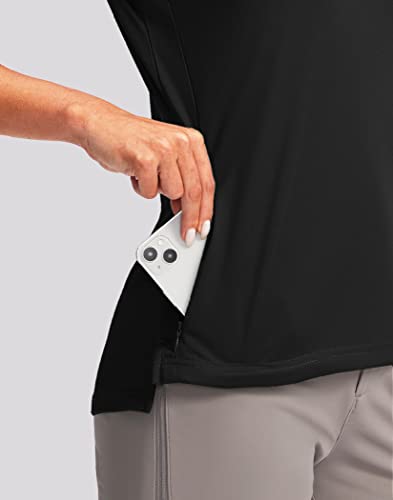 Obla Women's Golf Shirt Quick Dry V-Neck Short Sleeve Tennis Tops Upf50+ Collared Golf Polo Shirts For Women (Black_M) #TOP2